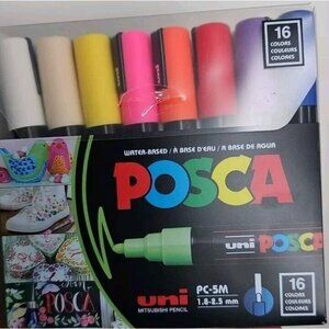 Posca Water Based PC-5M 1.8-2.5mm 16 Piece Set NWT